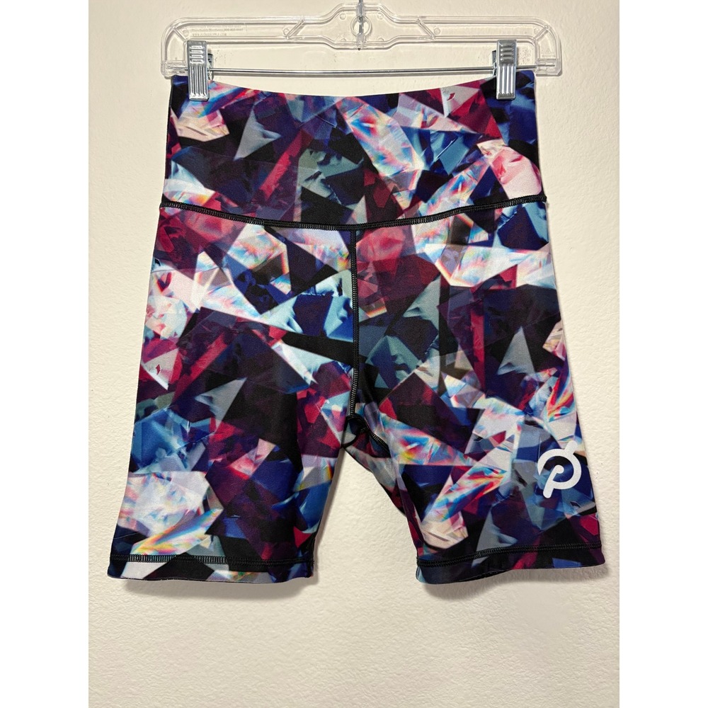 Peloton x WITH Reversible Bike Shorts Womens Geometric Prism Galaxy High Waist